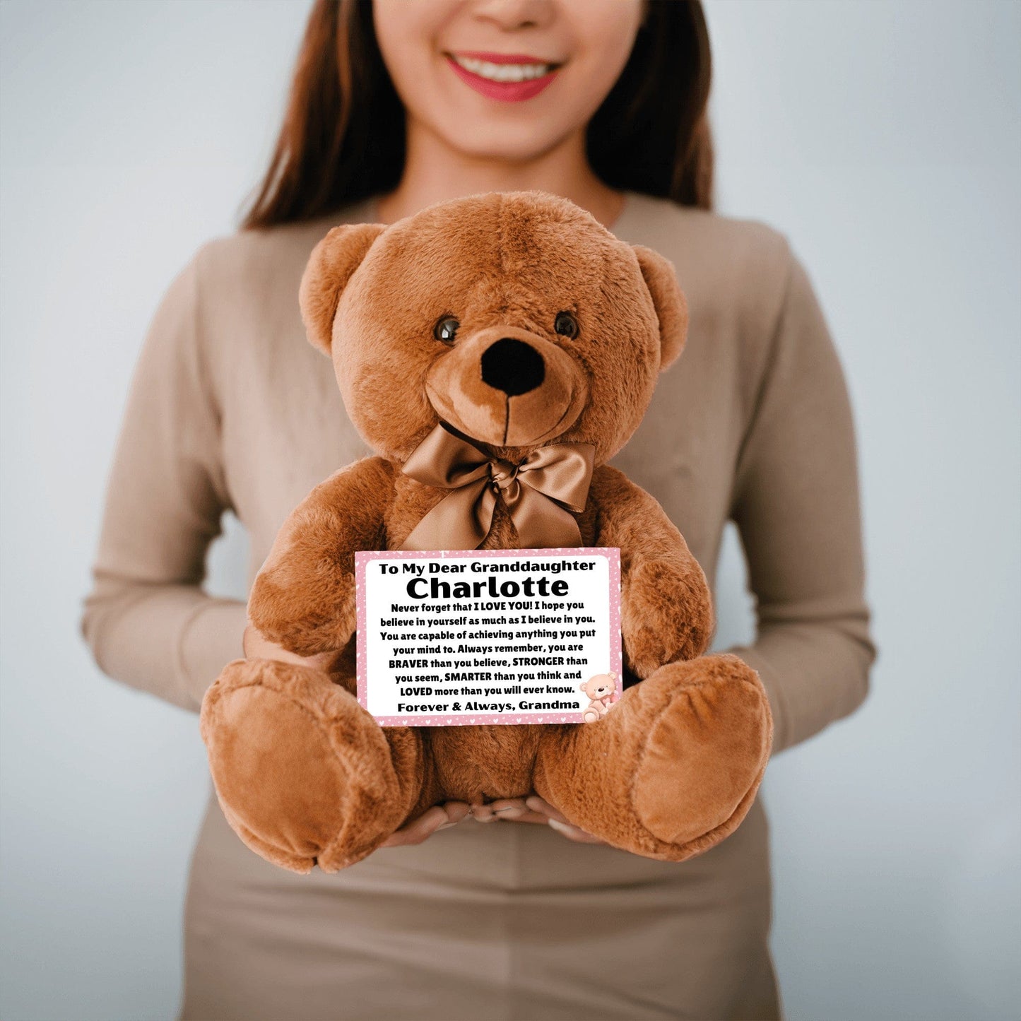 Granddaughter - Loved More - Teddy Bear With Personalized Canvas